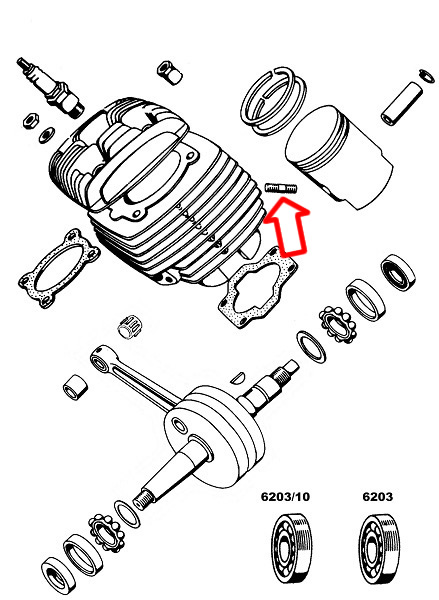 Brezon auspuha Tomos A3 A35 APN M6x25 mm