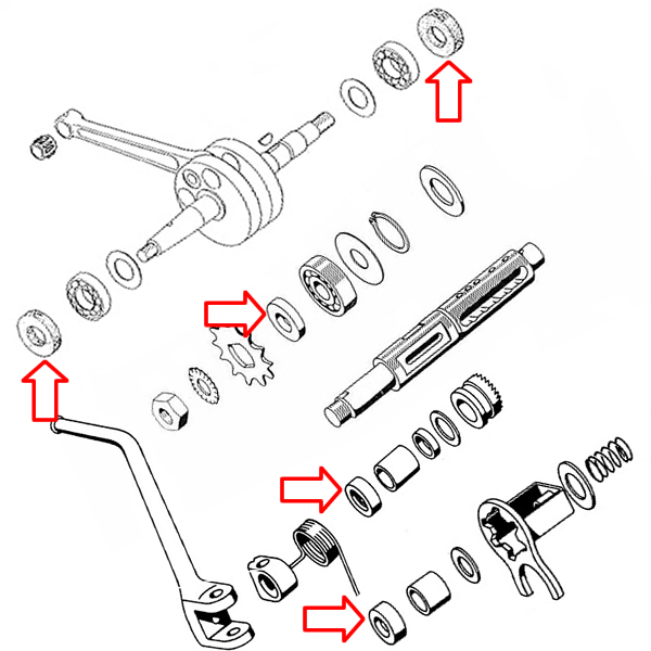 Semerinzi motora Tomos APN BT50 ATX50 CTX80 novi tip kvalitet set