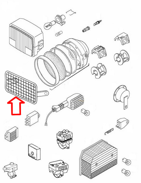 Mreža fara okrugla crna Tomos  L120 mm