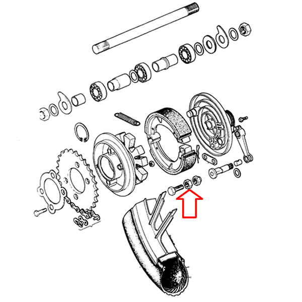 Matica šrafa zadnjeg lančanika Tomos BT M7x1 mm L10 mm