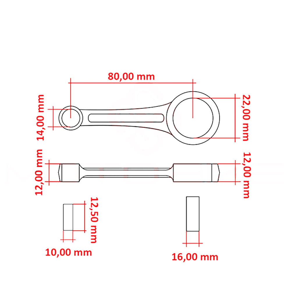 Klipnjača Minarelli fi10mm 2T 50cc CKR or