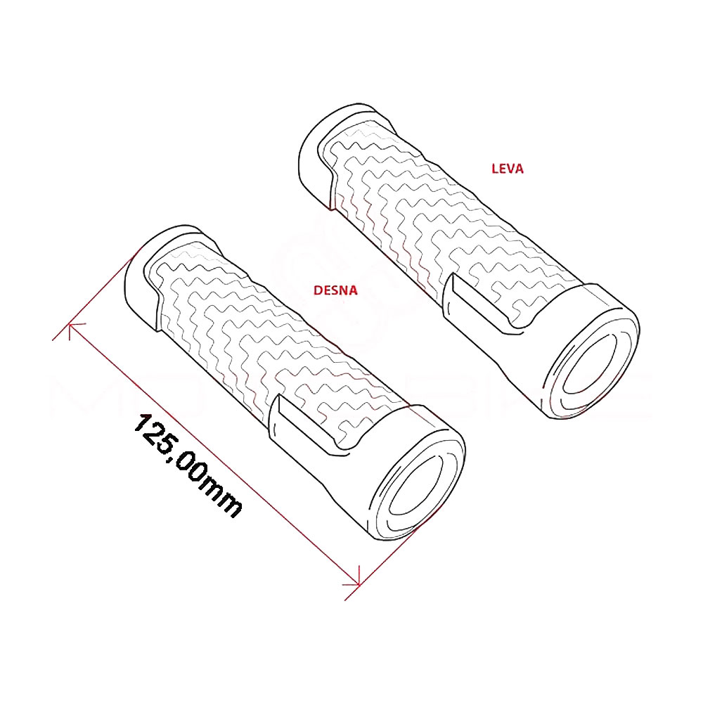 Gume ručke Vespa PK RMS dužina 125 mm zatvorene