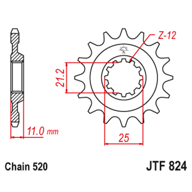 Lančanik prednji JT  JTF824-14SC (520)14 zuba