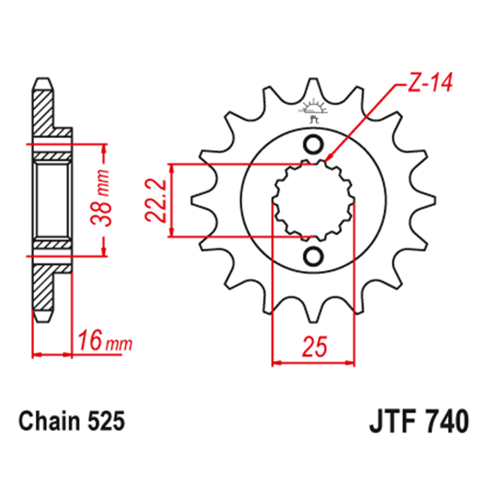 Lančanik prednji JT  JTF740-15 (525)15 zuba