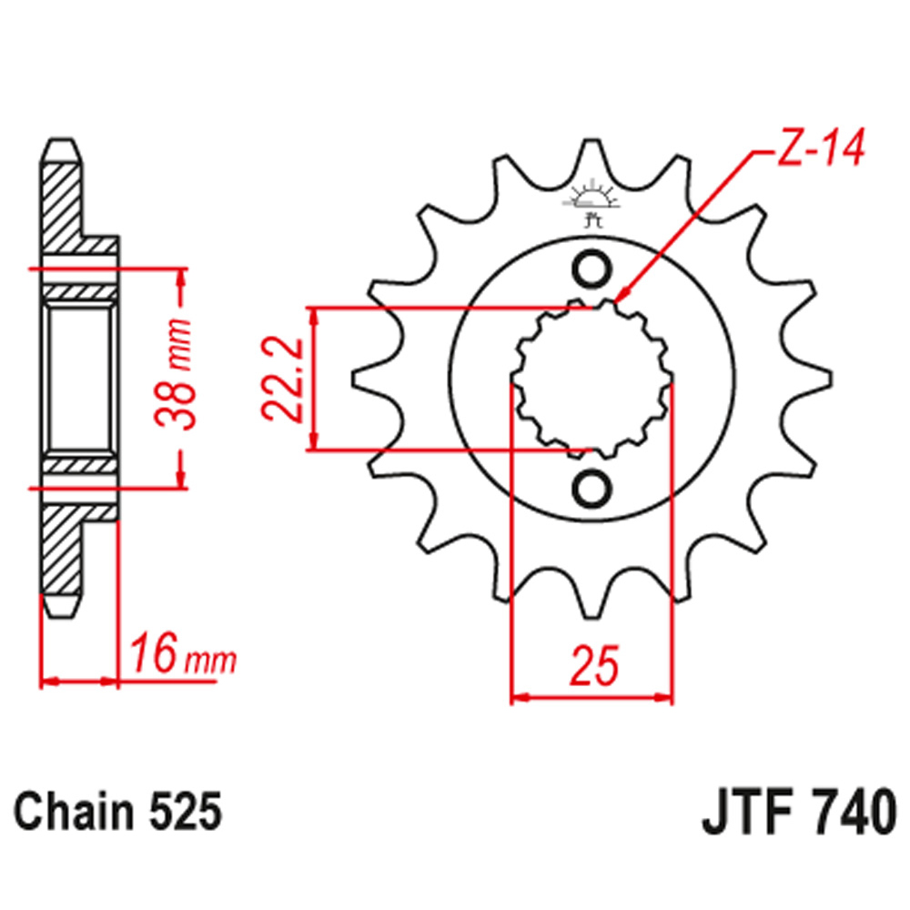 Lančanik prednji JT  JTF740-14 (525)14 zuba