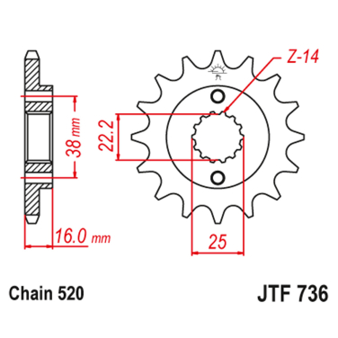 Lančanik prednji JT  JTF736-15 (520)15 zuba