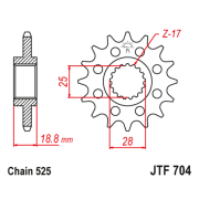 Lančanik prednji JT JTF704-17-50-29020 (525)17 zuba