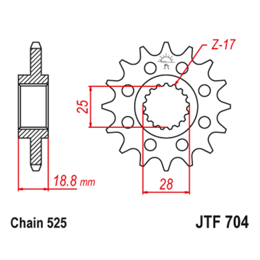 Lančanik prednji JT JTF704-16-50-29020 (525)16 zuba