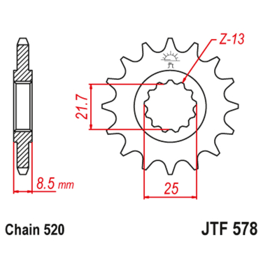 Lančanik prednji JT  JTF578-16 (520)16 zuba