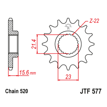 Lančanik prednji JT  JTF577-15-50-32028 (520)15 zuba