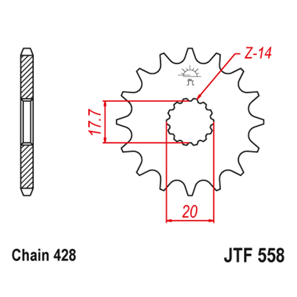 Lančanik prednji JT JTF558-17-50-15019 (428)17 zuba