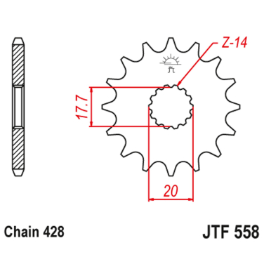 Lančanik prednji JT  JTF558-15-50-15019 (428)15 zuba