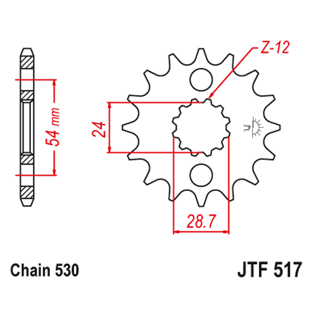 Lančanik prednji JT JTF517-17-50-35009 (530) 17 zuba