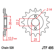 Lančanik prednji JT  JTF495-15 (520)15 zuba