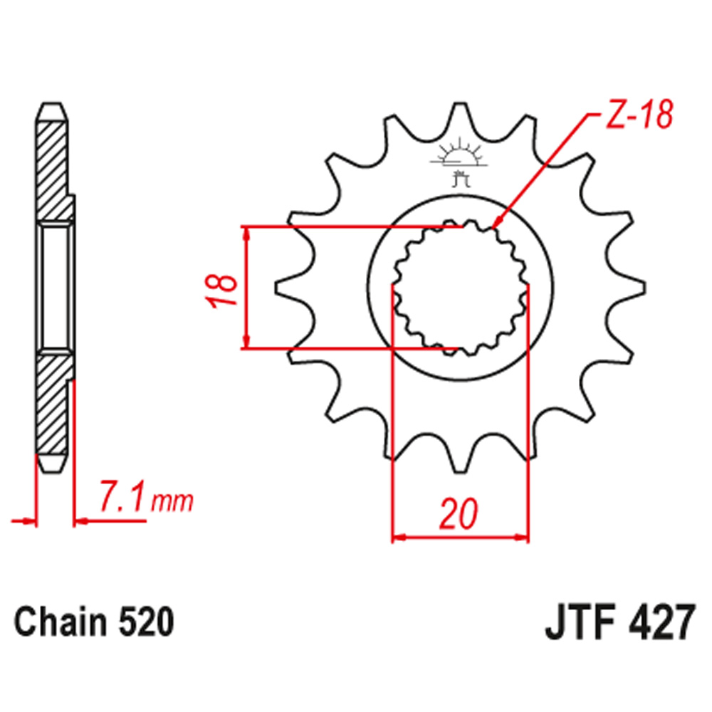 Lančanik prednji JT  JTF427-12SC (520)12 zuba