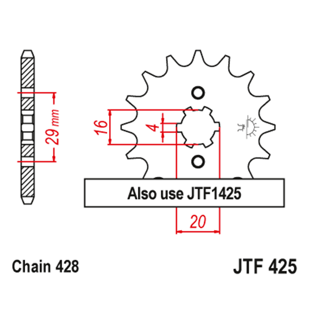 Lančanik prednji JT JTF425-15-50-15005 (428) 15 zuba