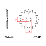 Lančanik prednji JT JTF416-15 (428) 15 zuba