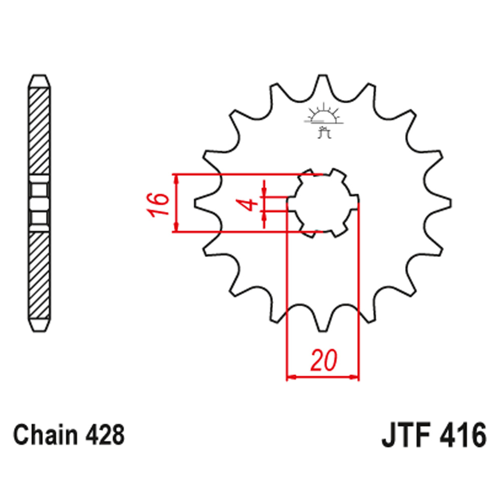 Lančanik prednji JT  JTF416-14 (428)14 zuba