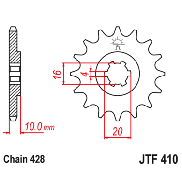 Lančanik prednji JT  JTF410-14-50-15025 (428)14 zuba