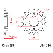 Lančanik prednji JT  JTF314-16 (525)16 zuba