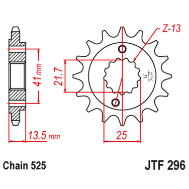 Lančanik prednji JT  JTF296-15RB (525)15 zuba