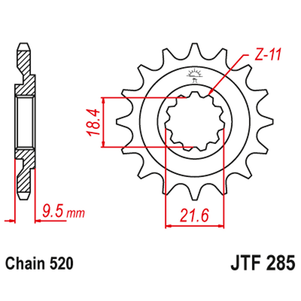 Lančanik prednji JT  JTF285-14 (520)14 zuba