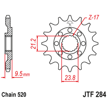 Lančanik prednji JT  JTF284-14SC (520)14 zuba