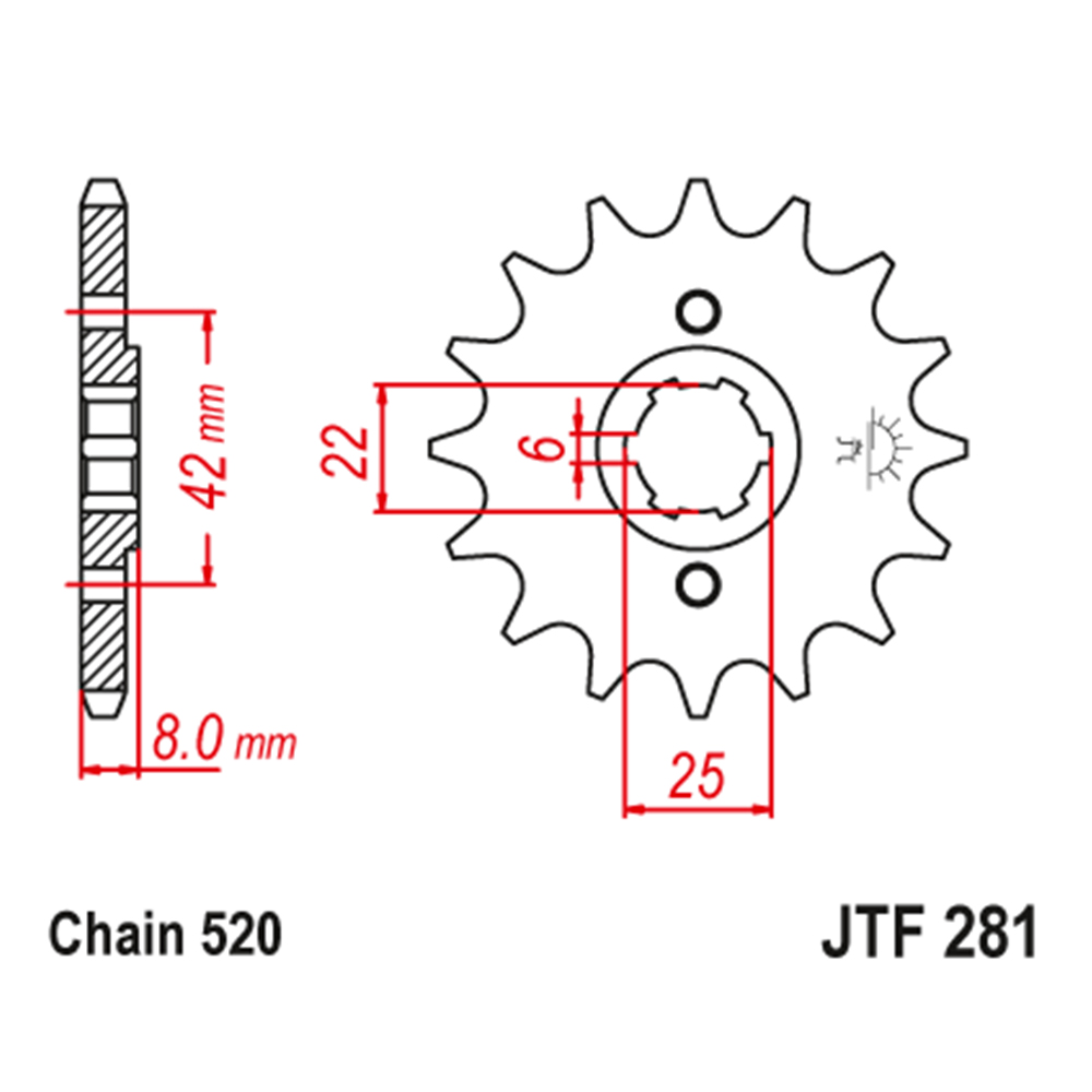 Lančanik prednji JT  JTF281-14 14 zuba