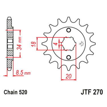 Lančanik prednji JT  JTF270-14-50-32027 (520)14 zuba