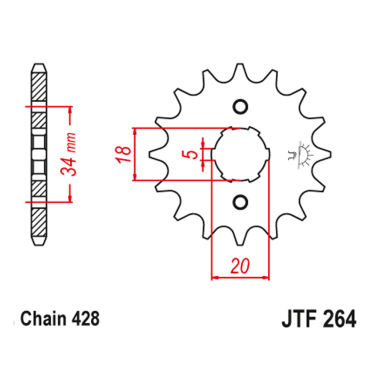 Lančanik prednji JT JTF264-16 (428) 16 zuba