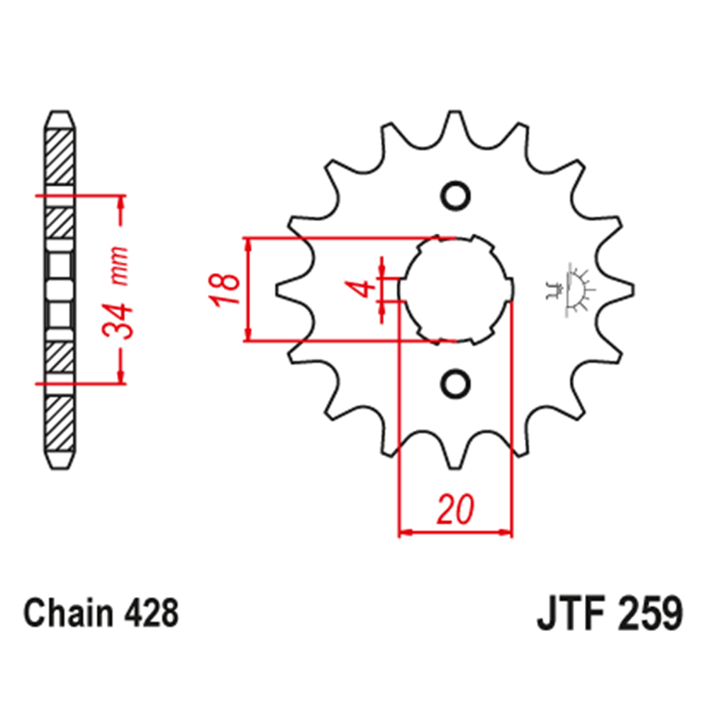 Lančanik prednji JT  JTF259-15-50-15001 (428)15 zuba KEEWAY SPEED