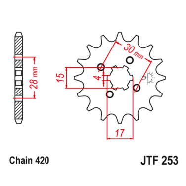 Lančanik prednji JT JTF253-15-50-13001 (420) 15 zuba Kineski Cross / ATV
