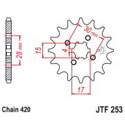 Lančanik prednji JT  JTF253-13 (420)13 zuba Kineski Cross / ATV