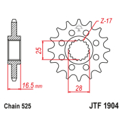 Lančanik prednji JT JTF1904-17 (525) 17 zuba