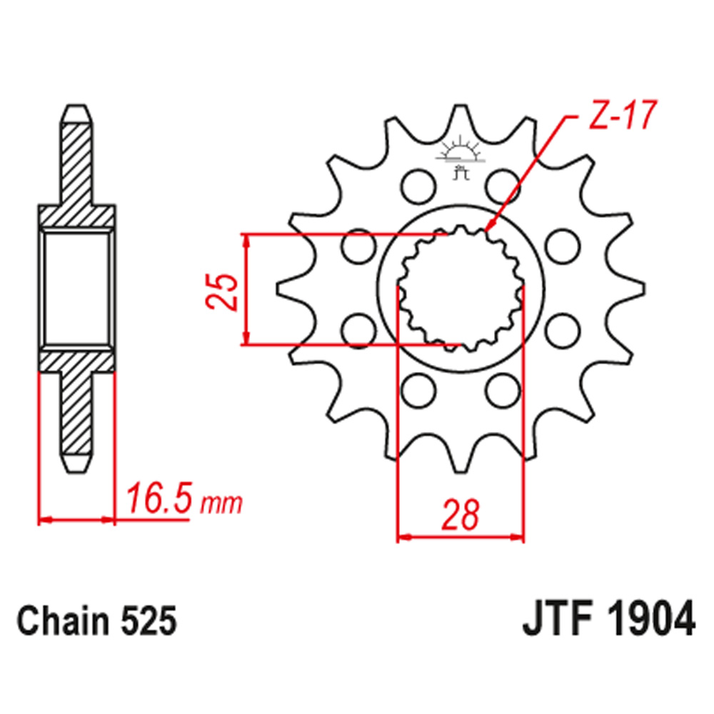 Lančanik prednji JT  JTF1904-16RB (525)16 zuba