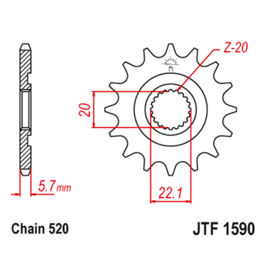 Lančanik prednji JT JTF1590-12 (520) 12 zuba