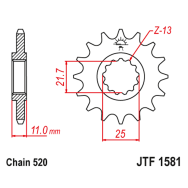 Lančanik prednji JT Yamaha R6  konverzija na 520 JTF1581-16 16 zuba