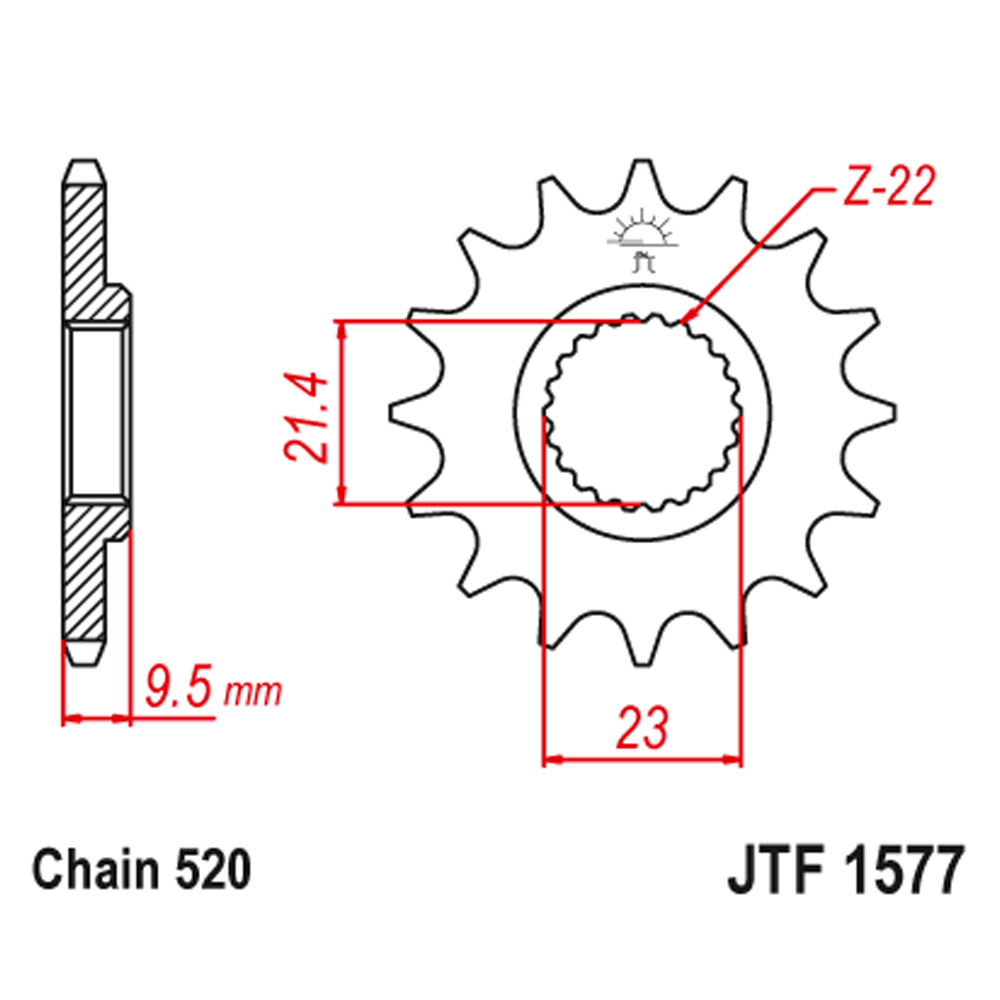 Lančanik prednji JT  JTF1577-15 (520) 15 zuba