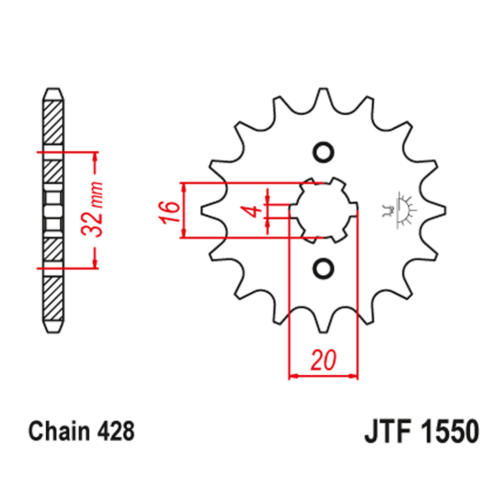 Lančanik prednji JT  JTF1550-14-50-15044 (428)14 zuba