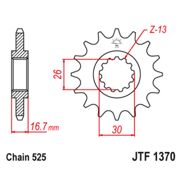 Lančanik prednji JT  JTF1370-16-50-29017 (525)16 zuba