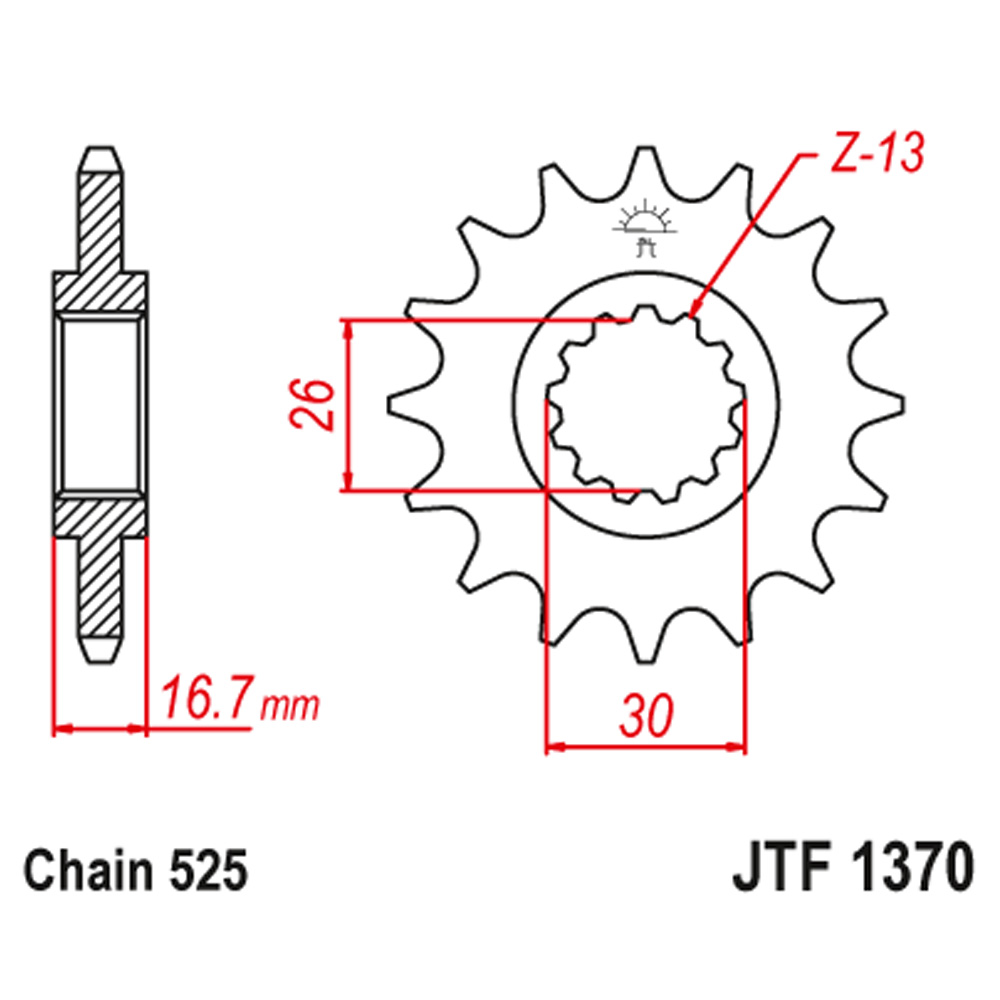 Lančanik prednji JT  JTF1370-15 (525)15 zuba