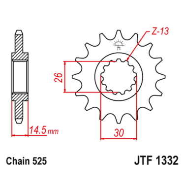 Lančanik prednji JT JTF1332-15 (525) 15 zuba