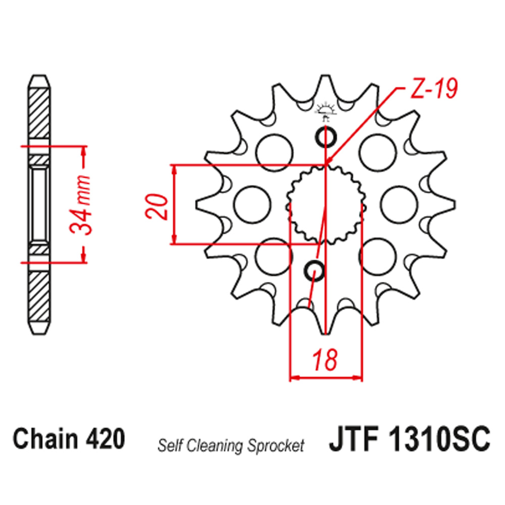 Lančanik prednji JT JTF1310-14SC (420) 14 zuba