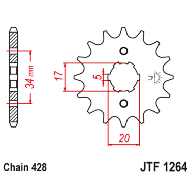 Lančanik prednji JT JTF1264-17-50-15027 (428) 17 zuba