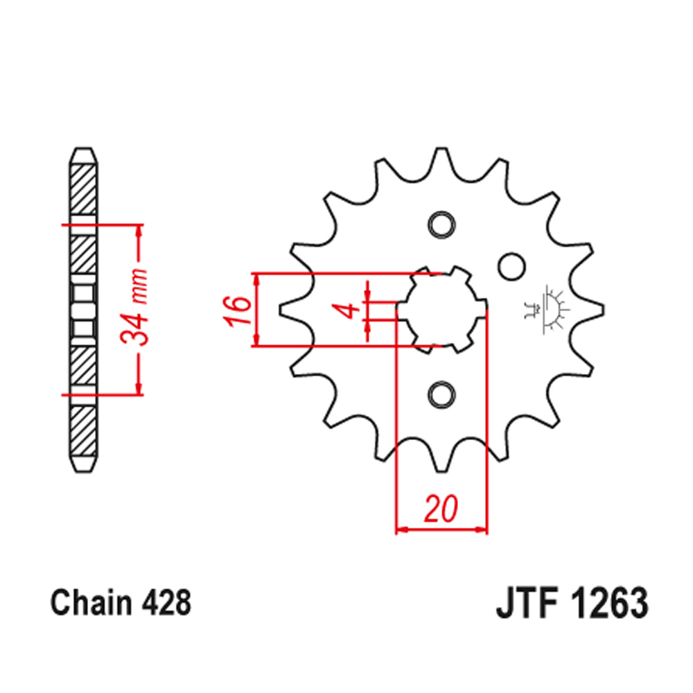 Lančanik prednji JT  JTF1263-16-50-15013 (428)16 zuba