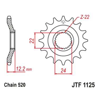 Lančanik prednji JT JTF1125-17-50-32058 (520) 17 zuba