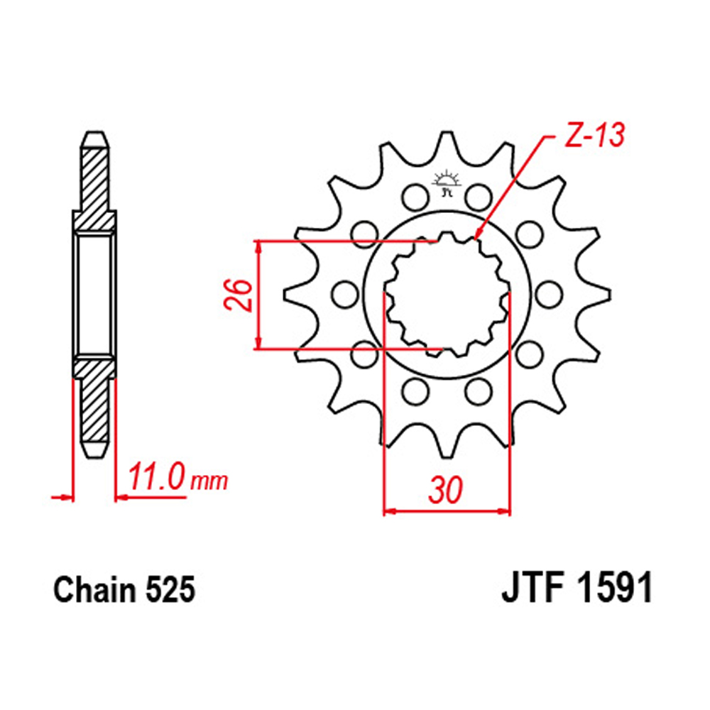 Lančanik prednji JT JTF1591-15 (525) 15 zuba