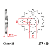 Lančanik prednji JT  JTF410-16  (428) 16 zuba