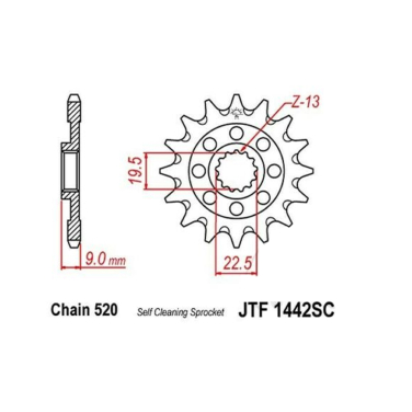 Lančanik prednji JT JTF1442-13SC (520)13 zuba