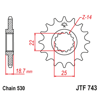 Lančanik prednji JT  JTF743-15 (530)15 zuba